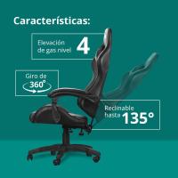 Kubo Silla Gaming Ergonómica, Nailon, One Size, Ajuste de altura, giro 360º, Reclinable, Zona lumbar ergonómica - details 0