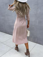 Vestido De Mujer Estilo Casual Cintura Media Manga Media Color Sólido Prenda A-Linea Con Cuello En V Y Detalles De Encaje - details 11