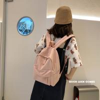 Mochila De Nylon Impermeable Para Mujer 2022 Color Sólido Bolsa Escolar Para Adolescentes Viaje Mochila De Hombro Con Capa De Computadora Suave - details 9