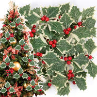 10pcs Berries De Holle Artificiales Con Hojas Para Decoración De Navidad Artesanías De Wreath Para Casa Adornos De Árbol De Navidad Regalo De Año Nuevo - details 0