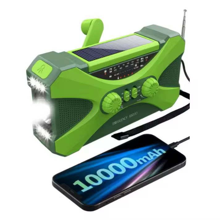Radio de emergencia de 10 000 mA, generador de manivela multitifción, linterna solar, Radio meteorológica AM/FM portátil (apta para Cortes de Energía de emergencia, use en Exterior) - 1