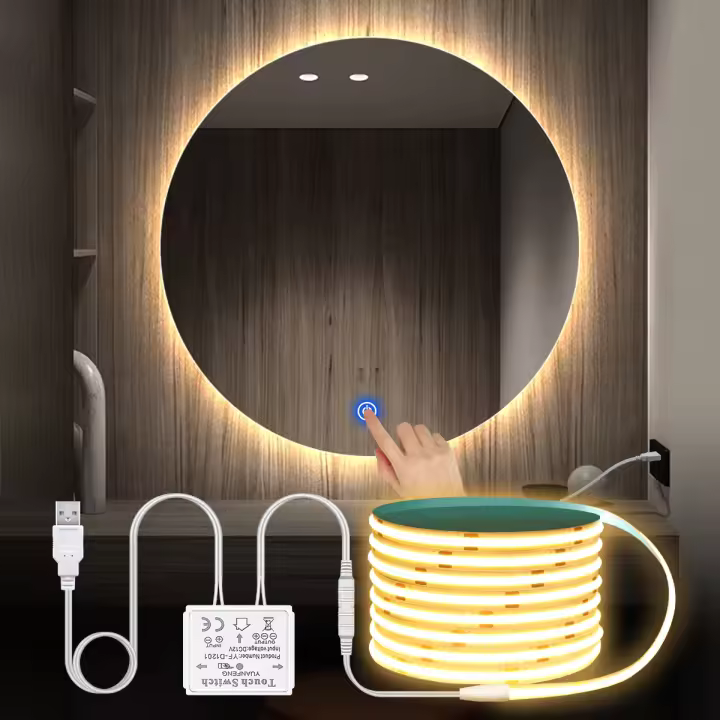 Tira De Luces LED USB Con Sensor Táctil 5V COB Para Espejo De Maquillaje Luz De Retroiluminación Dimmer Penetra Vidrio Acrílico - 1