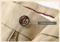 Pantalones Casuales Para Hombre De Algodón Puro Cintura Elástica Estilo Clásico Color Sólido Negra Caqui Gris Pantalones Rectos Para Negocios Cuatro Estaciones - details 19
