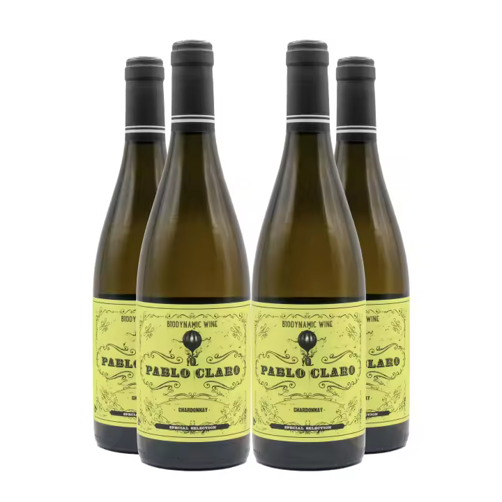 Pablo Claro - Chardonnay - Especial Selección - Ecológico - Biodinámico - Pack de 4 - Vino blanco - 750 ml/botella - 1