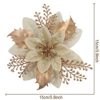 12pcs Flores De Poinsettia Artificiales - Sin Plumas Plásticas Ni Brillo Decoraciones De Navidad Para Árbol Corona Guirnalda - details 8
