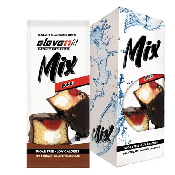 Eleven Fit Mix Instantáneo, Caja de 12 Sobres Sabor Bonnie - Prepara 1.5L de Bebida Saludable - Sin Azúcar, Baja en Calorías y Carbohidratos - Ideal para Agua/Leche, Cocinar y Preparar Postres - Mejora tu Dieta - Apto para Adultos y Niños - 1