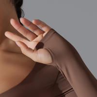 Yoga manga larga ajustado Sexy transpirable secado rápido deporte sujetador gimnasio Push Up a prueba de golpes alta intensidad Pilates ropa mujeres - details 7