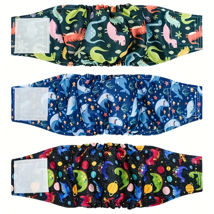 3pcs Bandas Para El Estómago De Perro Para Hombres Absorbentes De Alta Carga Lavables Y Reutilizables Faldones Para Perros - 1