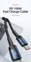 Cable De Carga Rápida Toocki 100W Tipo C a Tipo C USB C PD 5A Para Xiaomi POCO F4 F3 Samsung Redmi Macbook 3M Tejido No Certificado - details 0