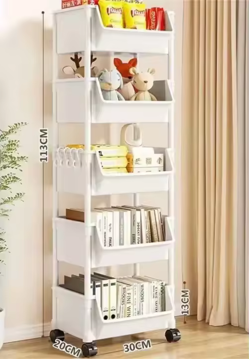 Carro De Almacenamiento Multietapa Para Cocina Y Baño Con Ruedas Organizador De Libros Móvil Para Sala De Estar Y Pasillo - 1