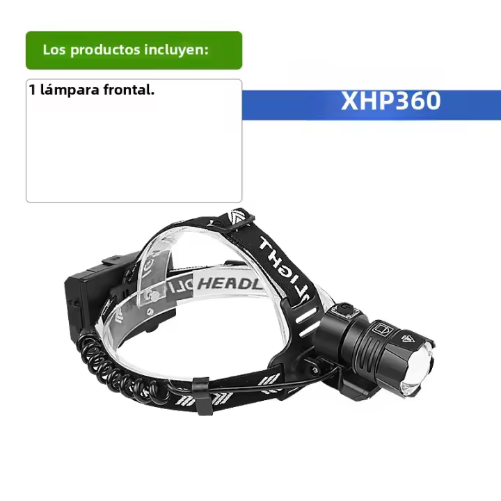 Linterna Frontal LED COB XHP360 Recargable USB Con Zoom Y Luz Potente 18650 Lámpara De Cabeza Impermeable Para Pesca Exploración Y Caza - 1