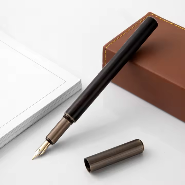 Pluma Fuente De Tinta De Madera Bronce Retro Lujo Para Negocios Escritura Arte Caligrafía Estudiantes Regalos De Papelería 0.5mm - 1