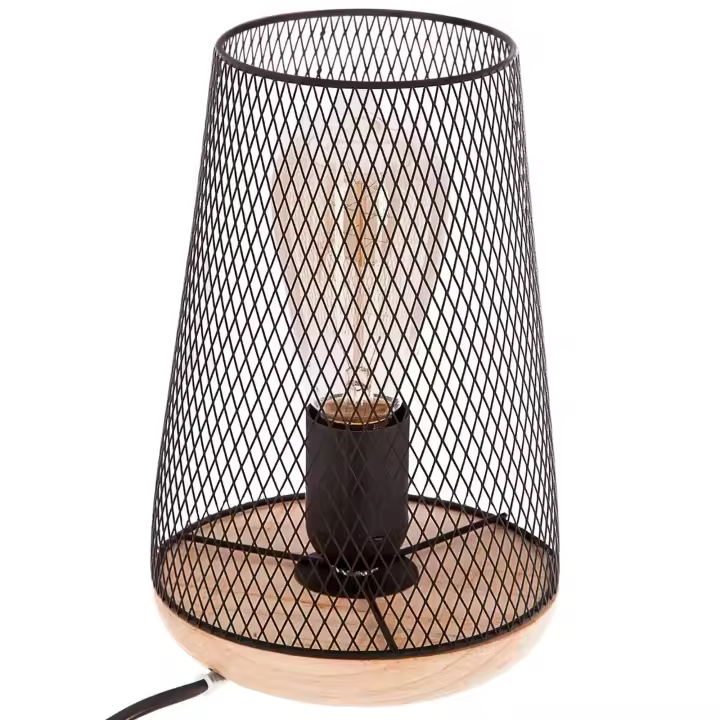 Atmosphera Lámpara de Metal y Madera Negra H23 - Vintage y Suave - 1