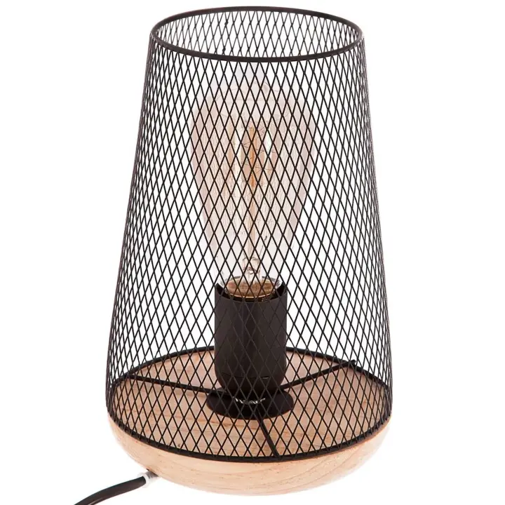 Atmosphera Lámpara de Metal y Madera Negra H23 - Vintage y Suave - 1