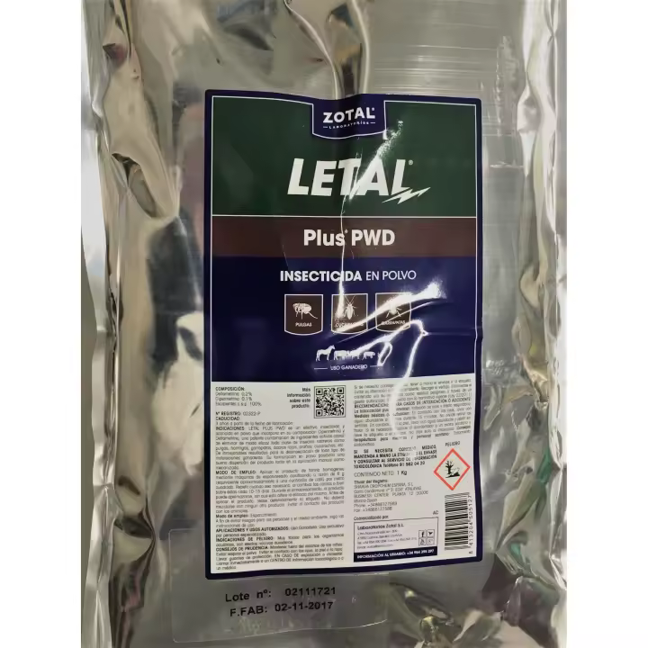 Zotal Laboratorios Insecticida en Polvo Microgránulo LETAL PLUS 1 Kg - Efectivo Contra Insectos - Fácil de Usar - 1
