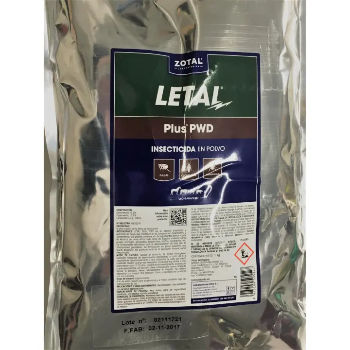 Zotal Laboratorios Insecticida en Polvo Microgránulo LETAL PLUS 1 Kg - Efectivo Contra Insectos - Fácil de Usar - 1
