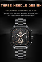 Reloj De Hombre POEDAGAR Moda Luminoso Impermeable Cronógrafo Fecha Reloj De Pulsera Acero Inoxidable Cuarzo Cuadrado Relojes Para Hombres - details 2