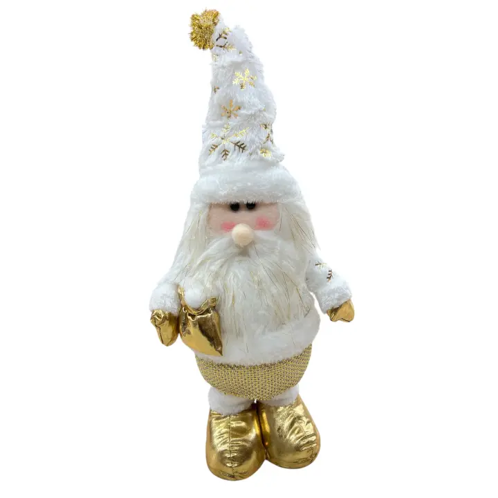 Decoración navideño, GNOMO dorado con gorro y con barba blanca, 45 cm, santa claus dorado, figura de navidad, navidad, papa noel con barba, detalles esmeradas, calidad máxima, - 1