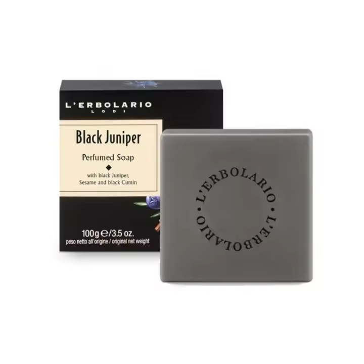 L'Erbolario Enebro Negro Jabón Vegetal perfume masculino - Hidrata y Limpia Profundamente, 100 g - 1