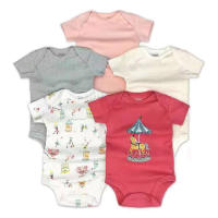 Nueva ropa de verano para bebés y niños pequeños, mono de pedo cruzado triangular de colores mixtos, ropa para gatear para bebés, conjunto de cinco piezas - details 28