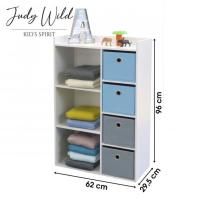 Maxia Market - Mueble de 4/6 cestas de almacenamiento Junior Infantil madera blanca, Multicolor, Mueble de almacenaje para dormitorio infantil - details 3
