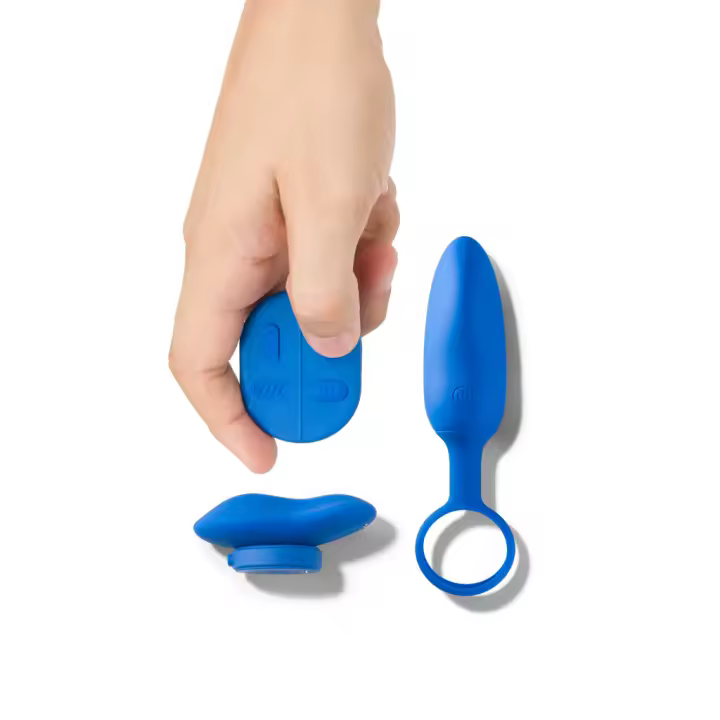 Platanomelón - Vibrador para Parejas, 4 Velocidades y 4 Modos Con Mando a Distancia, Discreto, Impermeable y Recargable - Mobi Azul - 1