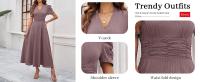 Vestido Elegante De Fiesta Para Mujer Cintura Alta A-Line De Color Sólido Con Manga Corta Estilo Francés Vestido De Cintura Cinchada Temperamento - details 50