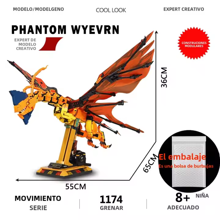 Bloques De Construcción Dragon Phantom Wyevrn Serie Medieval Middle-earth Modelo De Escritorio Juguete De Montaje Para Regalos Para Adultos Y Niños - 1