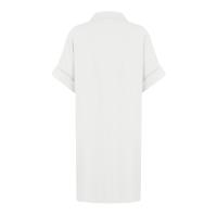 Vestido Elegante De Verano Para Mujer Con Cuello En V Y Mangas Cortas Botones Y Cuello Encogible Vestido De Oficina Para Dama Con Estilo Robe - details 15