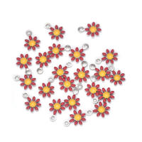 20Pcs Colgante De Acero Inoxidable Con Enamel Flor Encanto Para Manualidades Joyería DIY Pendientes Collar Pulsera Creación De Joyas - details 4