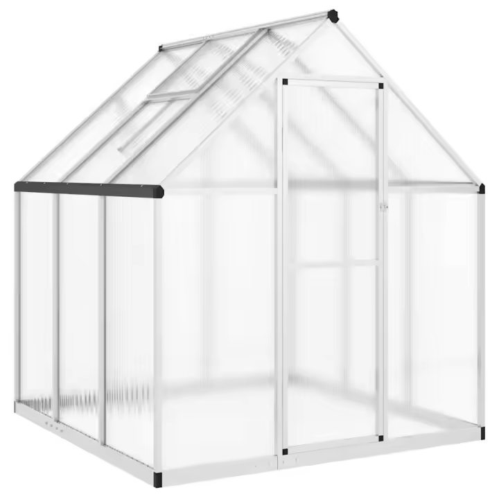 vidaXL Invernadero con marco base aluminio 169x169x195 cm Color Antracita,  Plateado,  Verde y mas - 1