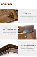 Cartera De Cuero Genuino Para Hombre WESTAL Con Bolsillo Para Monedas Y Tarjetas Tres Hojas Cierre De Cordón Casual - details 17