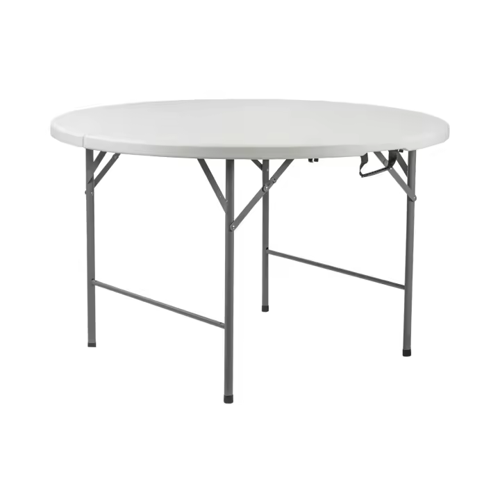 Mesa Plegable Redonda Efecto Granito Blanco Ø121x74cm 7house - 1