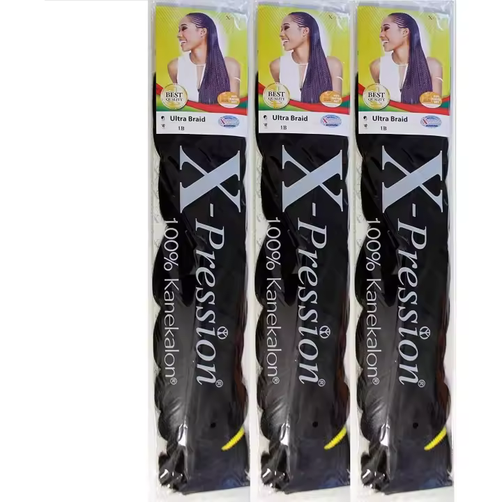 Ultra - X-pression - Extensión de Pelo Sintético para Trenzar 208 Cm - 165 G - Paquete de 3 - Color 1 - 1