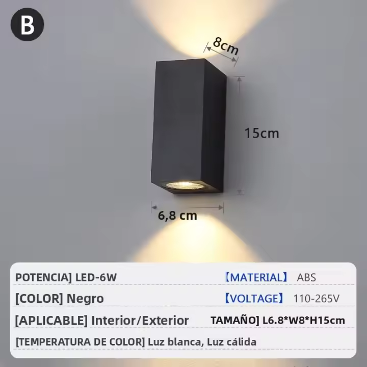 Lámpara De Pared LED Impermeable Para Exterior Y Interior IP65 Iluminación Superior E Inferior Para Porche Jardín Dormitorio Decoración De Hogar Luz De Pared - 1
