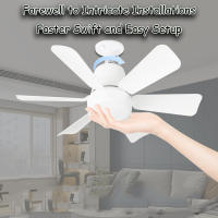 Ventilador de techo inalámbrico con control remoto, con rosca y luz regulable, con bombilla enchufable para pasillo, cocina, baño, garaje y cuarto de herramientas, color blanco. - details 2