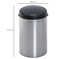 HOMCOM Contenedor Papelera Cubo Basura 30L con Sensor Detector Movimiento automático Acero Inoxidable (Varios tamaños) - details 3