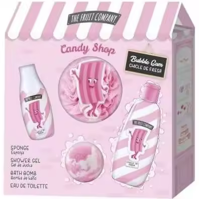 THE FRUIT COMPANY Candy Shop Chicle de Fresa – Set de Baño con Gel de Ducha, Bomba Efervescente, Esponja y Eau de Toilette - 1
