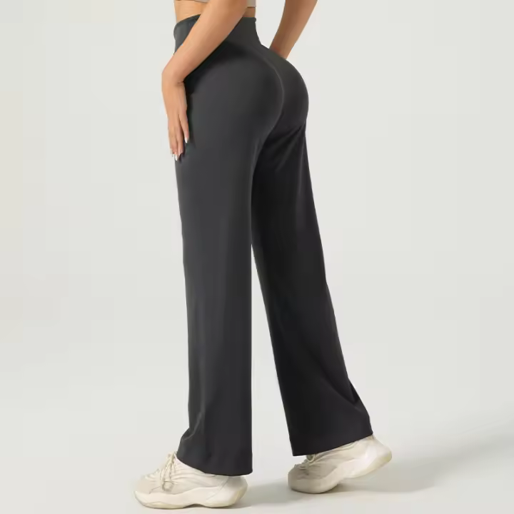 Pantalones de moda Callejero con Cordón, pantalones informales Sueltos color Piel, pantalones de pierna Ancha sin costas de Alta elasticidad para Mujer - 1