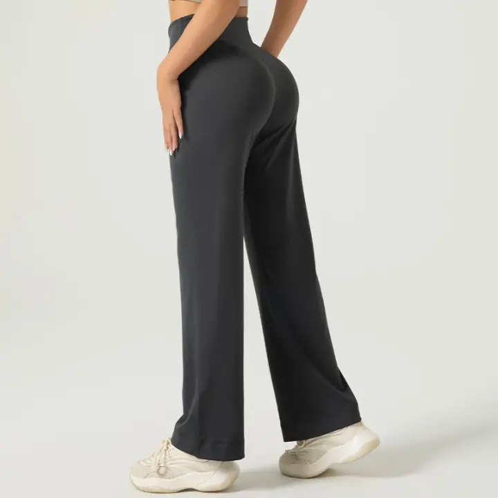 Pantalones deportivos versátiles de estilo callejero con cordón, pantalones informales sueltos color piel, pantalones de pierna ancha sin costuras de alta elasticidad para mujer - 1