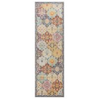 vidaXL Alfombra de interior/exterior diseño vintage ARBIZU 80x250 cm Color Rosa,  Multicolor,  Gris claro y mas Alfombras de área  Alfombra de Piso para Sala de Estar Dormitorio Habitación Salón - details 2