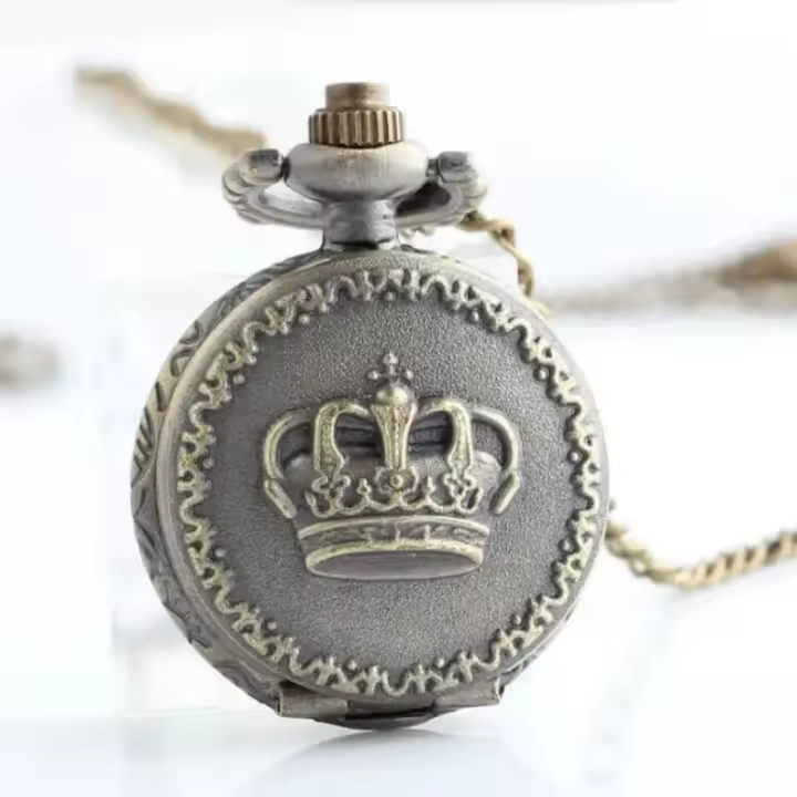 Reloj De Bolsillo Para Mujer Con Correa De Cuero Y Corona De Bronce Transparente Delicado Regalo De Moda Y Casual - 1