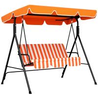 Outsunny Columpio de Jardín Exterior de 3 Plazas, Balancín de Jardín Exterior con Techo Ajustable y Marco de Acero, para Balcón, Terraza, Patio, Carga 200 kg, 172x110x153 cm, Naranja - details 0