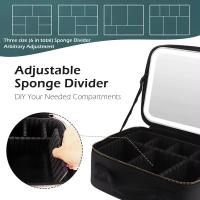 Bolso Portátil De Maquillaje De Gran Capacidad Con Divisor DIY Y Leds Espejo De Viaje Organizador De Cosméticos De Tres Colores - details 4