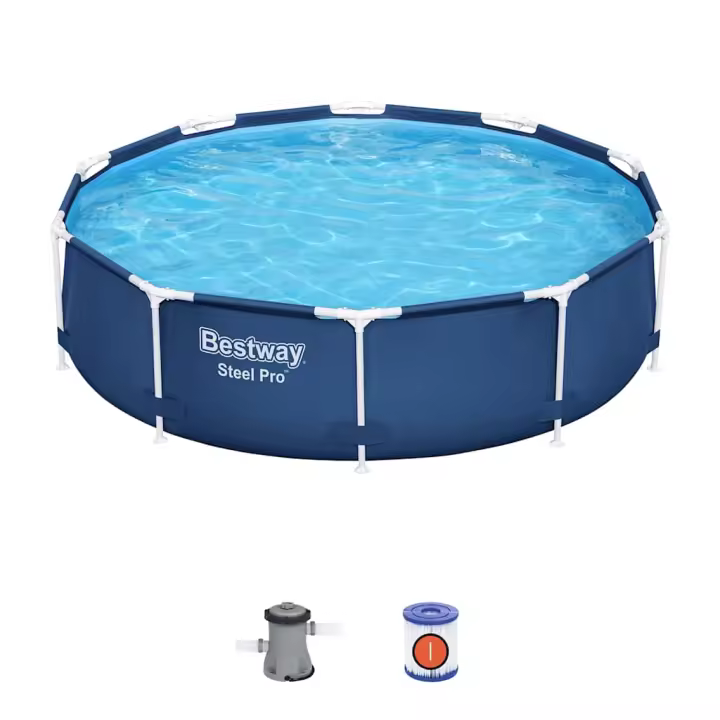VidaXL Piscina desmontable Steel Pro Bestway 4678L con depuradora azul oscuro Ø305x76 cm - 1