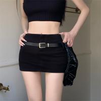 Mini Falda Negra A-line Ajustada Para Mujer Cintura Alta Estilo Casual Ligera Estiramiento Material Algodón Todas Las Estaciones - details 11