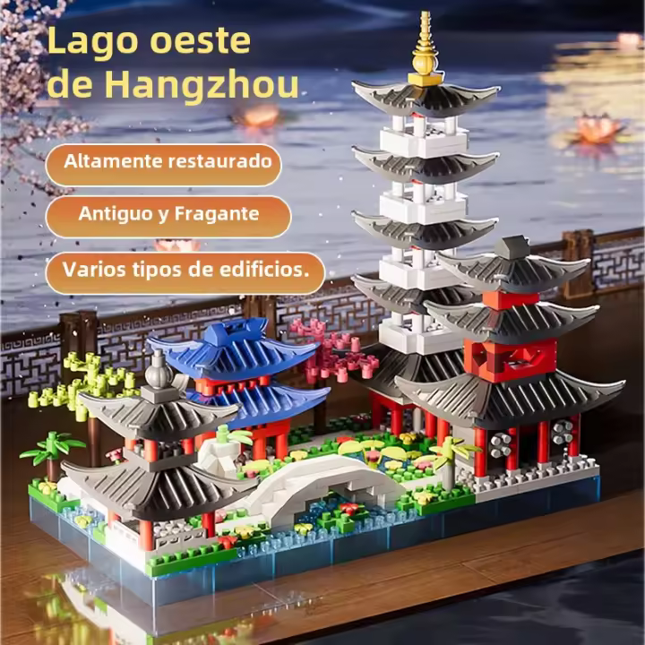 Modelo De Arquitectura De Hangzhou Lago Occidental Bloques De Construcción Micro Estilo Chino Juguete De Puzzle De Montaje Para Regalo - 1