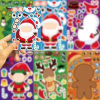 8 Hojas De Puzle De Navidad Con Pegatinas DIY Para Crear Tu Propio Santa Claus Juego De Rompecabezas Para Niños Decoración De Fiesta Infantil - details 3