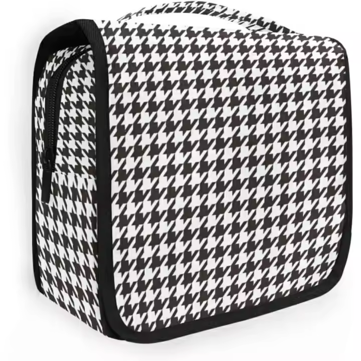 Neceser colgante de pata de gallo negro para mujer y hombre, neceser de viaje con gancho, organizador de maquillaje familiar. - 1