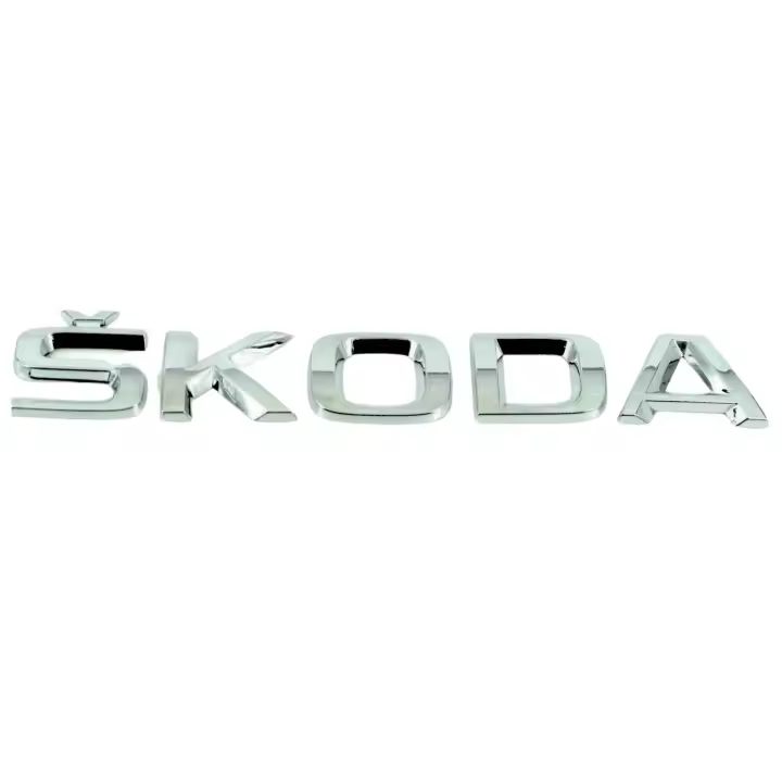 Emblema Adhesivo De Letras Compatible Con Skoda Plateado Brillo - 1